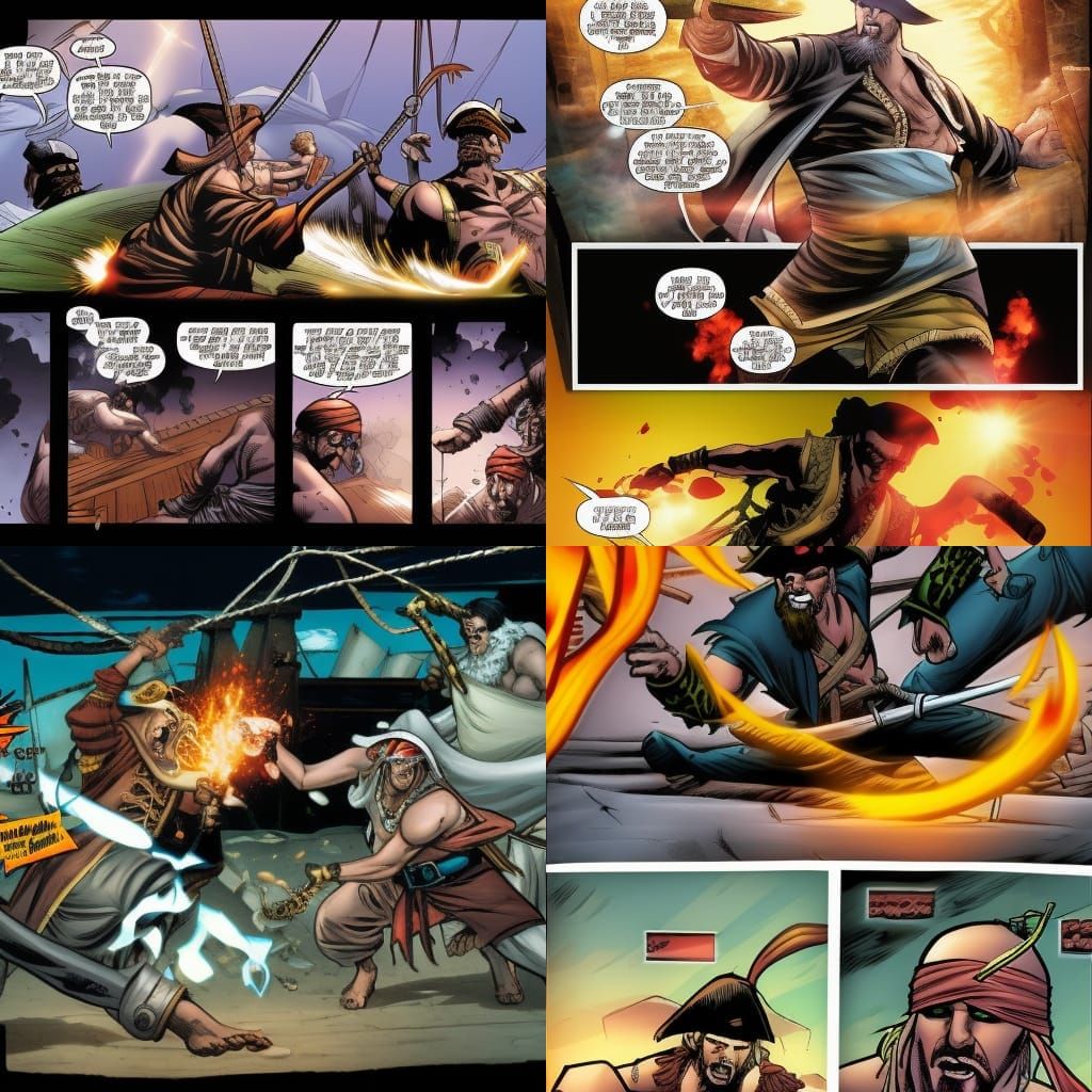 Epic Pirate Fight Comic Book Scene
