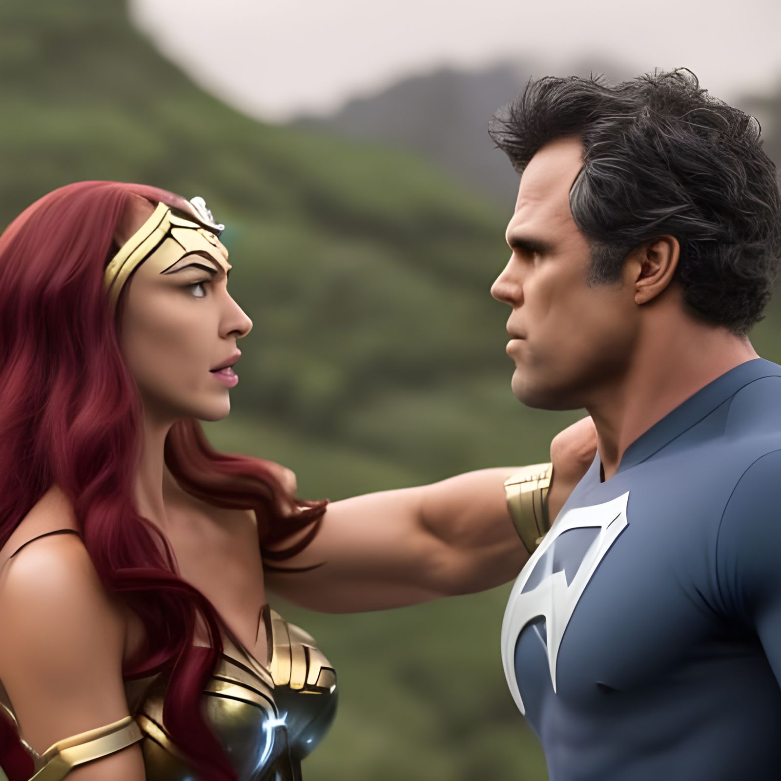 Incredible Hulk Mark Ruffalo and Wonder-woman, by Lord Elboron.