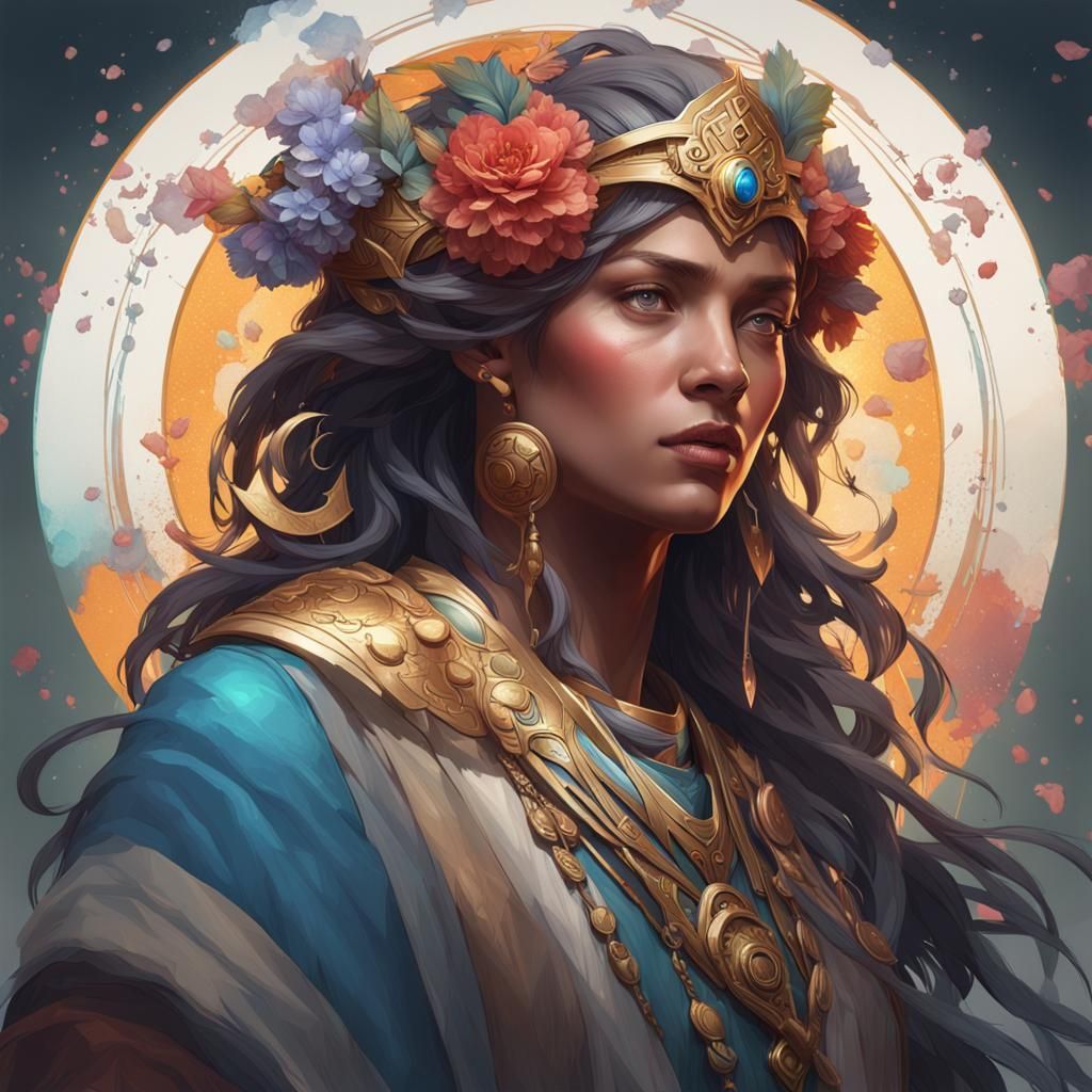 Detailed Portrait of Gods in Art Nouveau Style