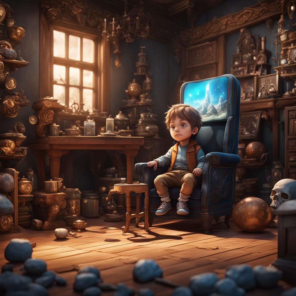 Hyperrealistic Chibi Child's Endless Spin