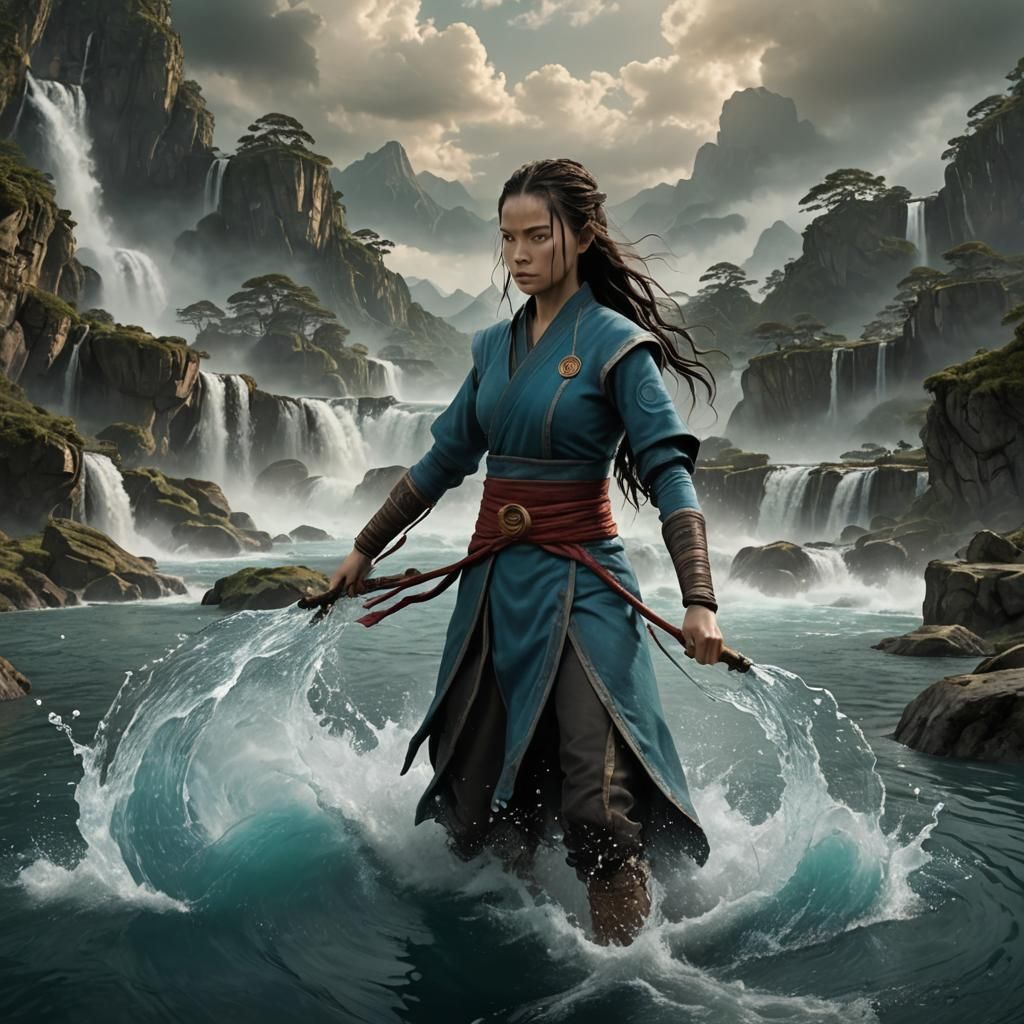 Water Bender in Dramatic Digital Painting