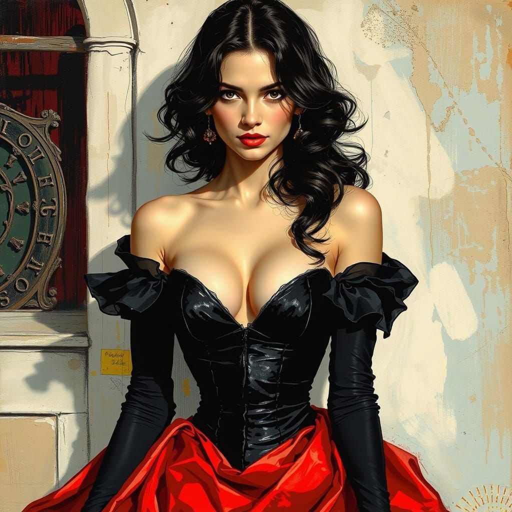 Woman in Red Dress: Post-Apocalyptic Comic Art