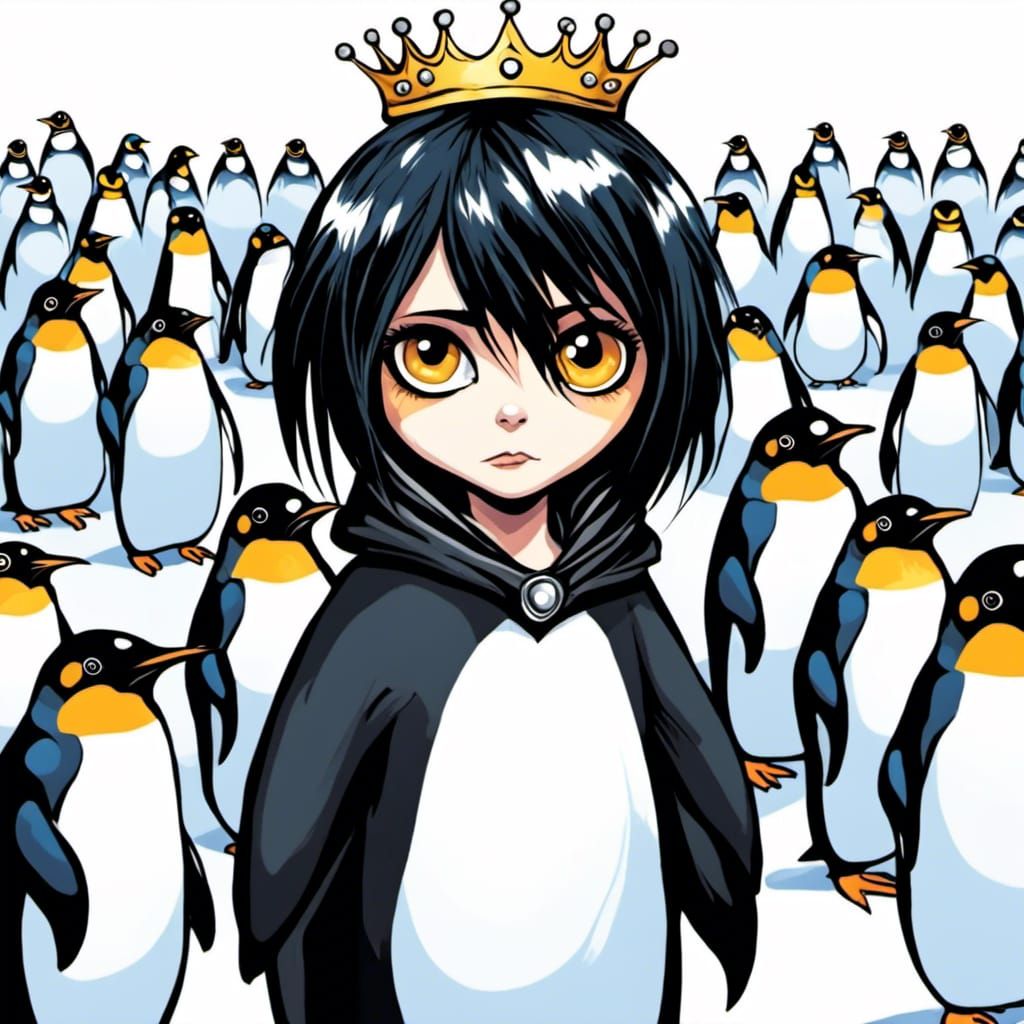 Emo Princess of Penguins: AI-Generated Scene