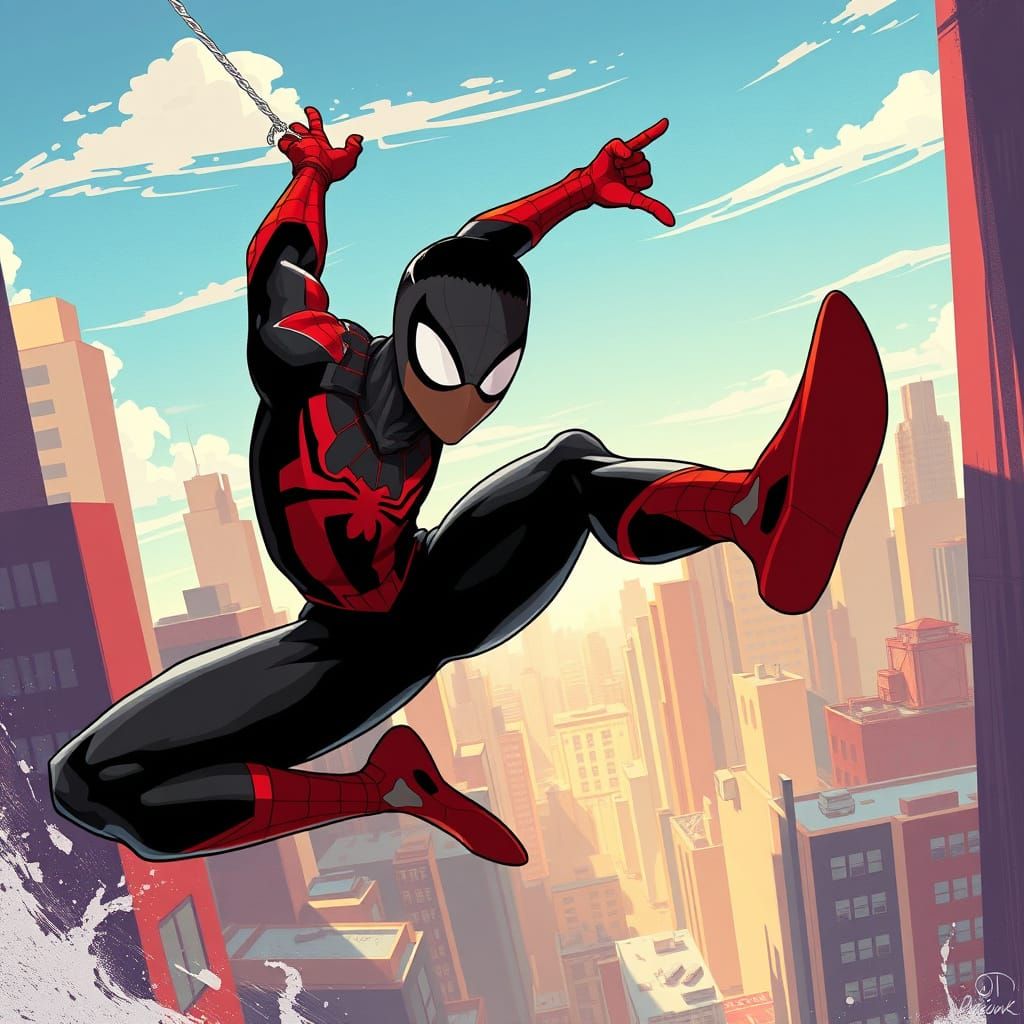 Miles Morales Spider-Man in Digital Art Style