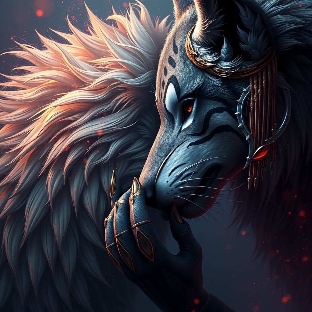 Tigress and Wolf Kiss: Fantasy Concept Art