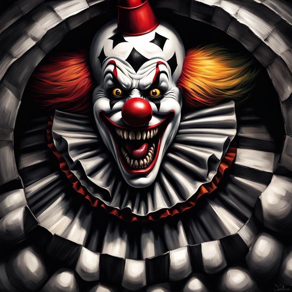 Creepy Clown in Jack-in-the-Box with Sharp Teeth