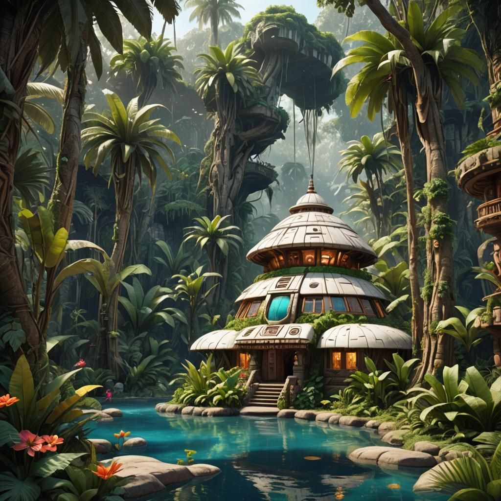 Organic Modern Navajo Home in Tropical Jungle