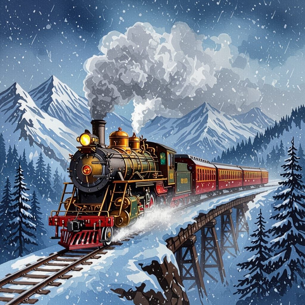 Intricately detailed alcohol ink illustration, Steampunk tra...