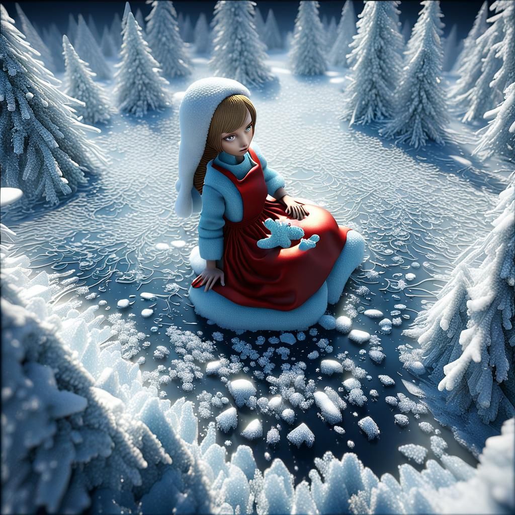 Icy Giant Baby in Winter Wonderland: Anime 3D Art