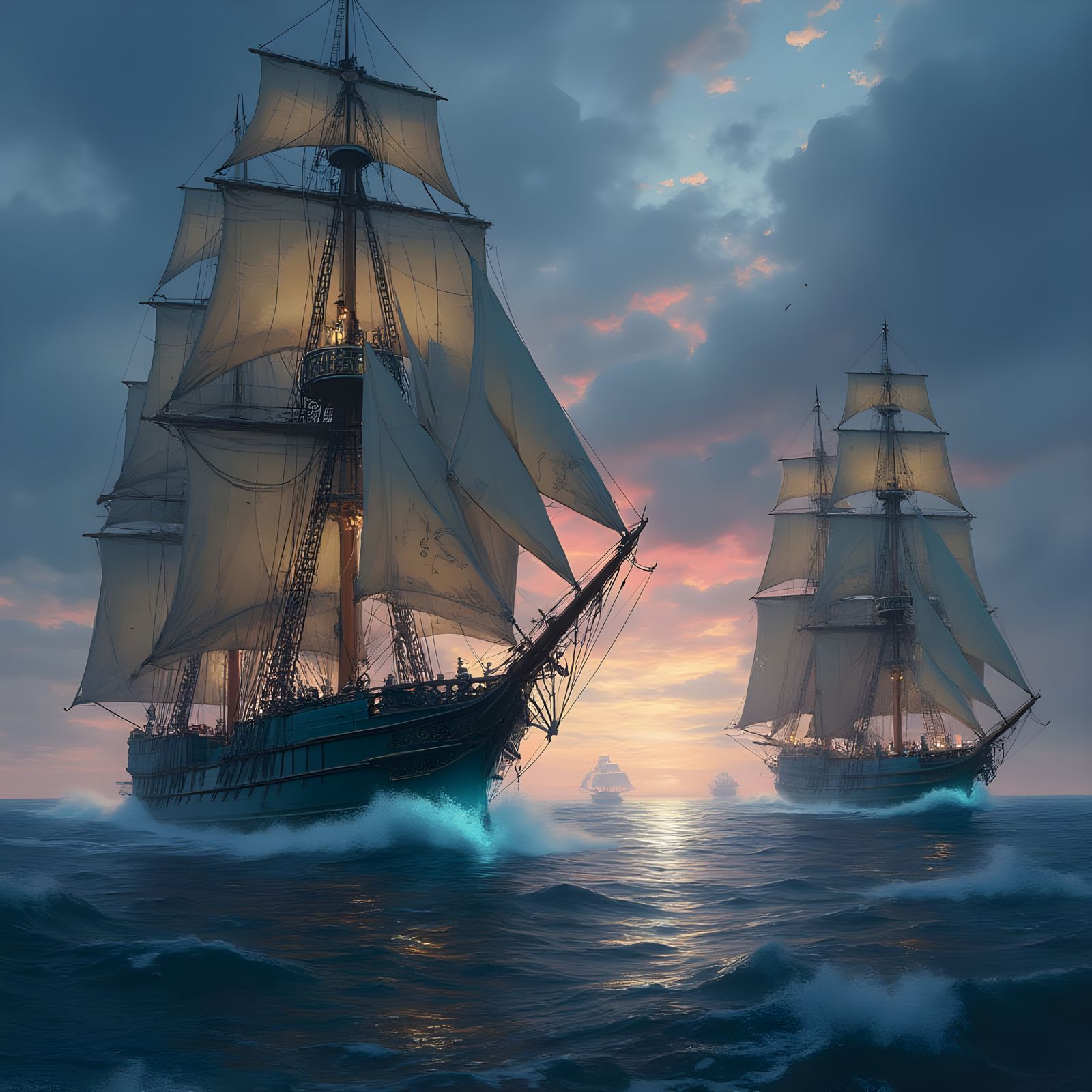 Majestic Dreadnoughts Engage in Epic Naval Battle at Twiligh...