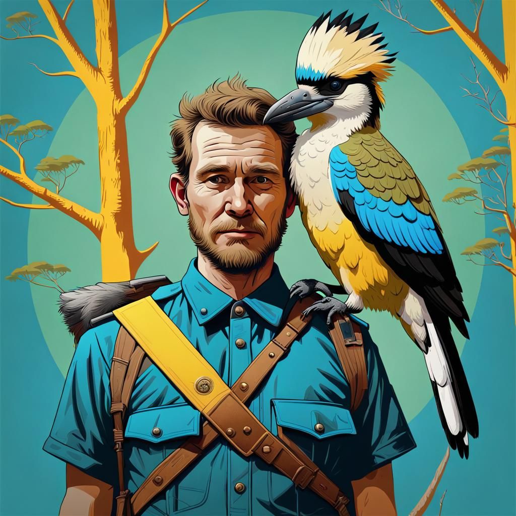 Ben Hall Bushranger with Golden Kookaburra: Pop Art