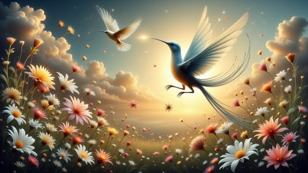 Ethereal Songbird in Whimsical Dreamscapes