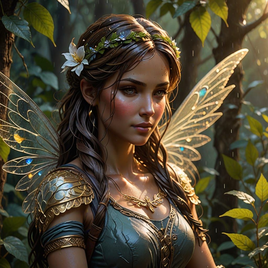 Delicate Fairy in Morning Light, Shimmering with Rainbow Hue...