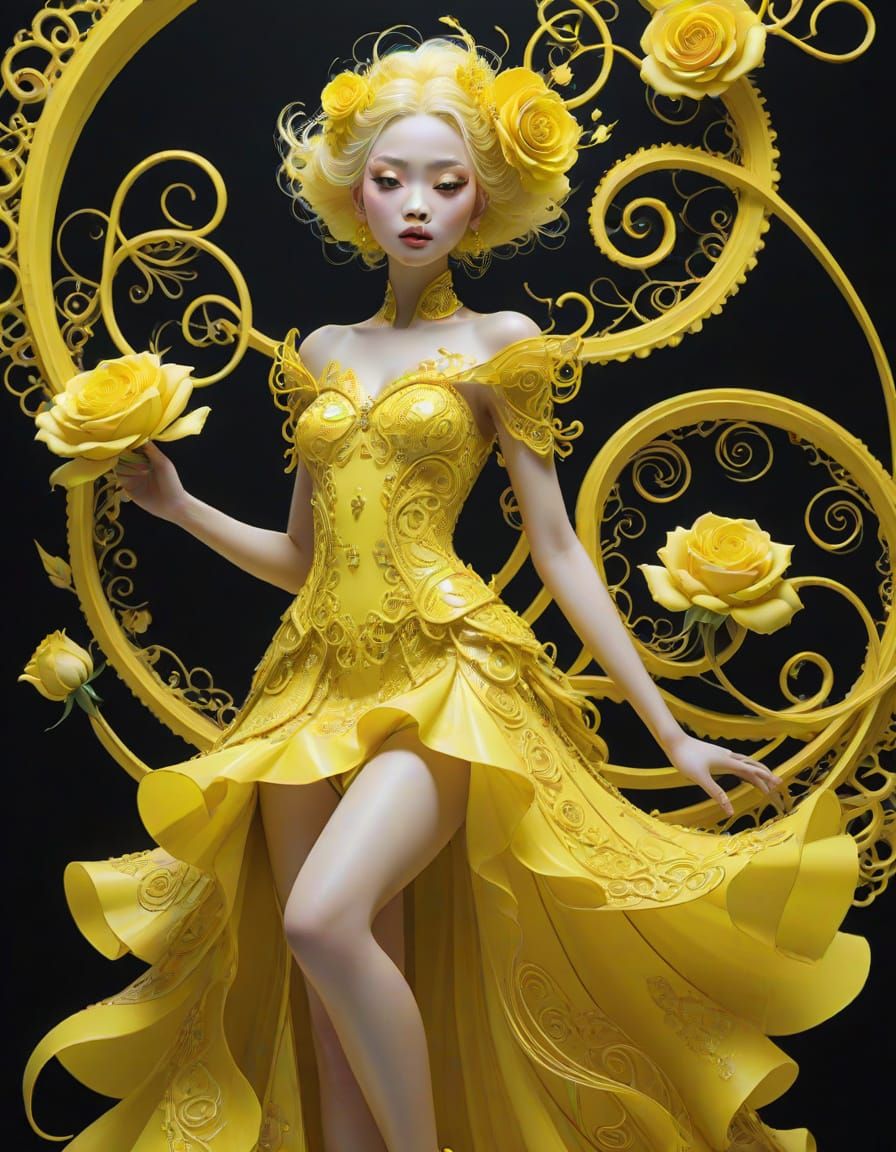 Radiant Yellow Fairy in Gothic Splendor