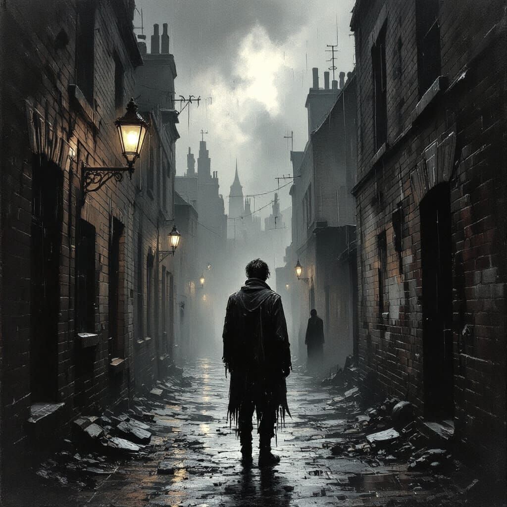 Victorian Alleyway with Unnatural Cosmic Presence