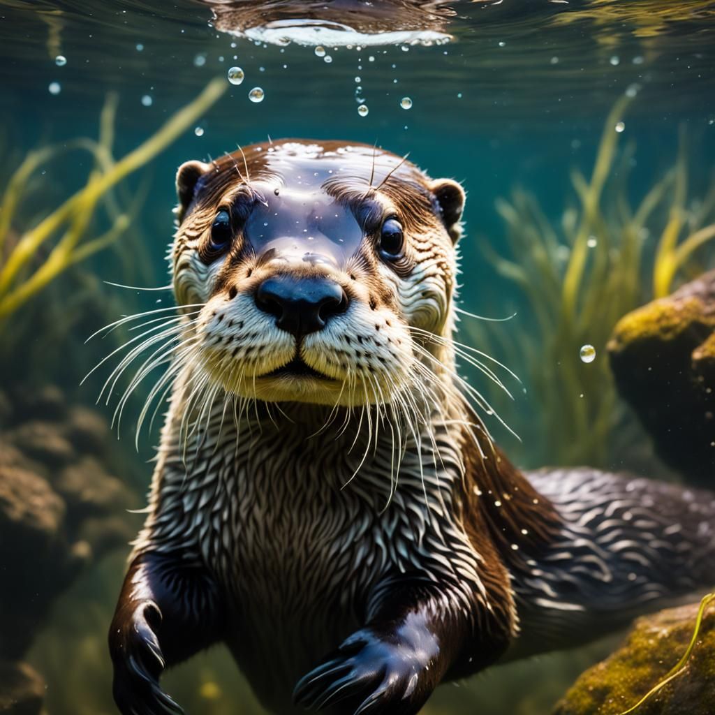 Otter Swimming Underwater in Lake: National Geographic Photo