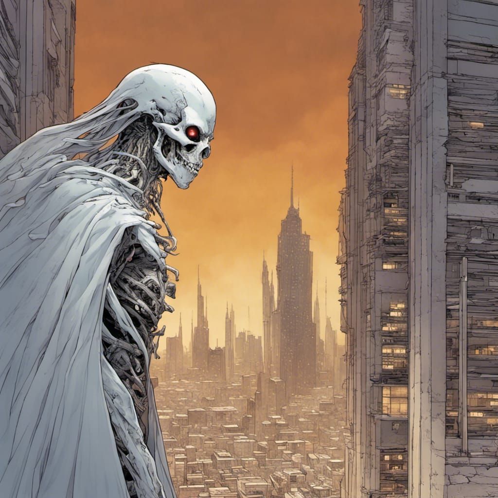 Humanoid Creature with White Exoskeleton Comic Art