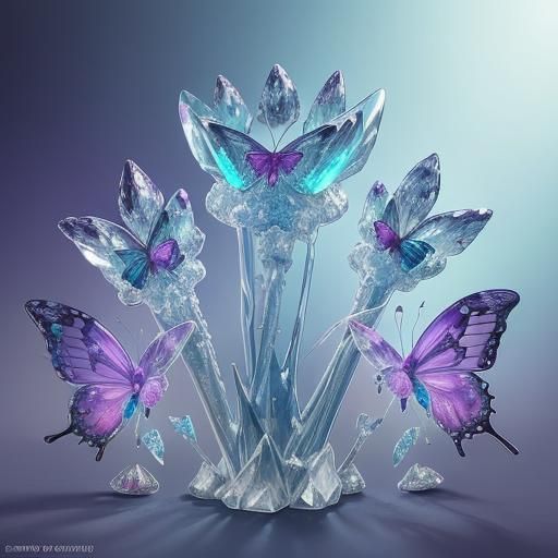 Crystal Mushrooms, Butterflies, and Frogs in Splash Art