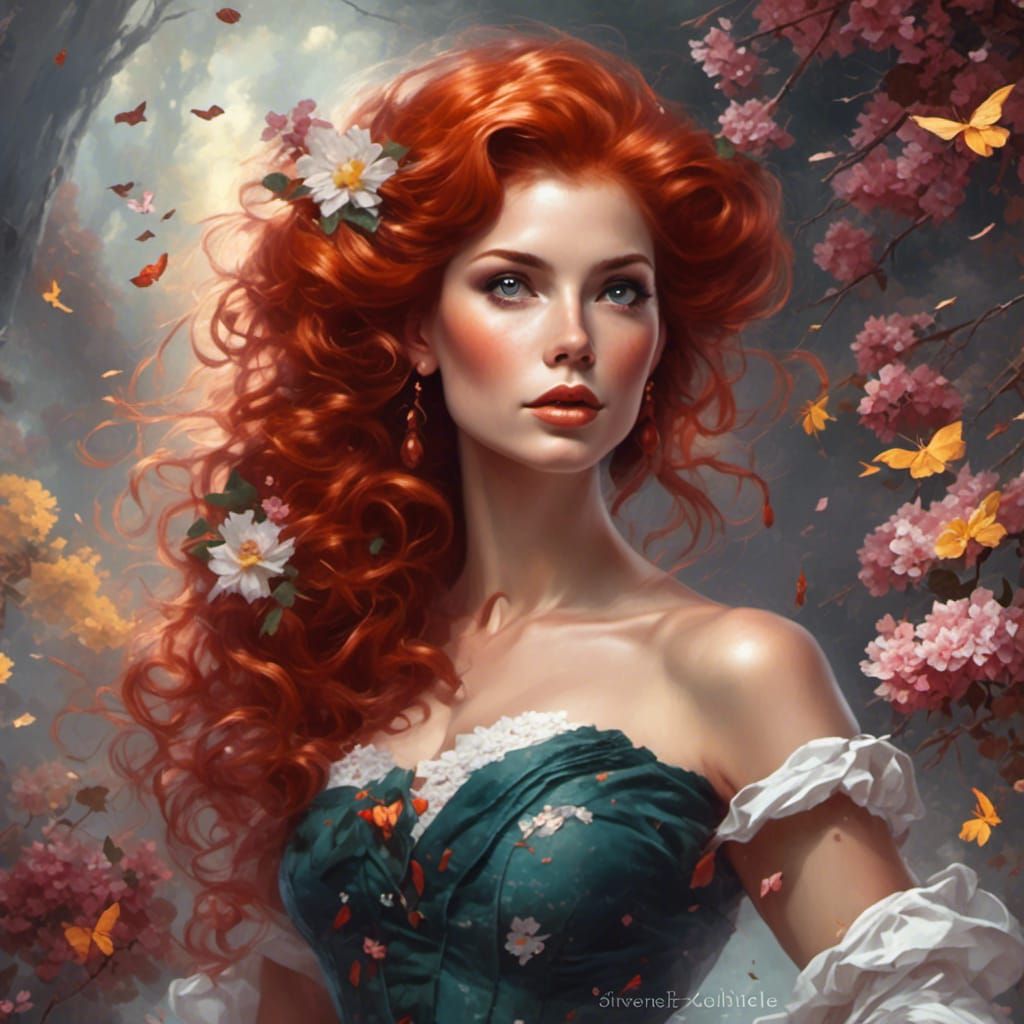 Redhead Woman in Luminist Style Portrait
