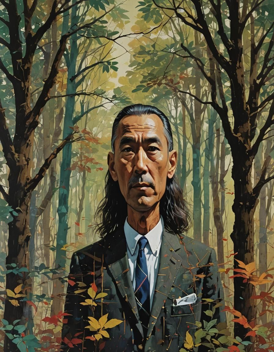 Surreal Portrait Abstract Brushstrokes Mixed Media