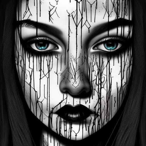 Hyperreal Portrait of Wednesday Addams with Roses