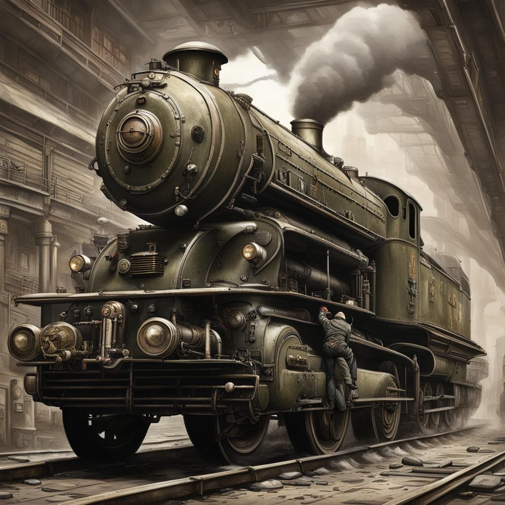 Dieselpunk Inspired Retro-Futuristic Scene