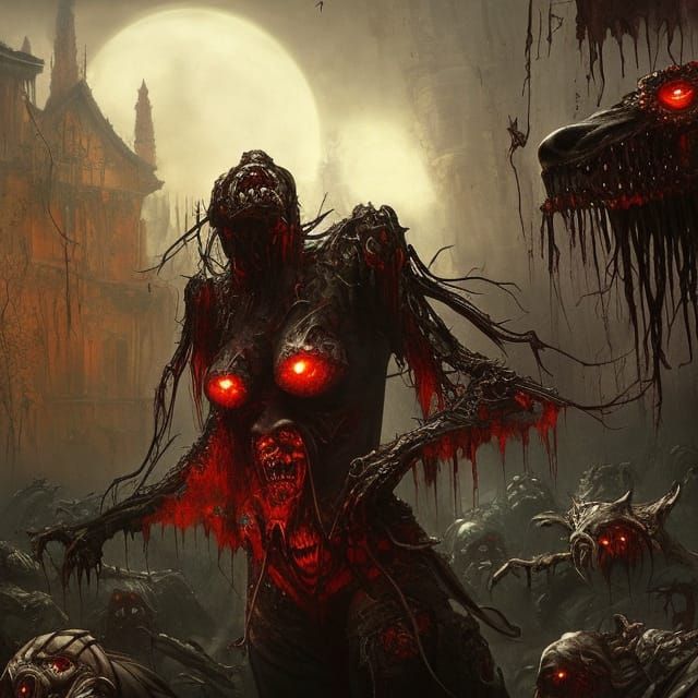 Dystopian Cyborg Zombie Dance in Grotesque Horror Art