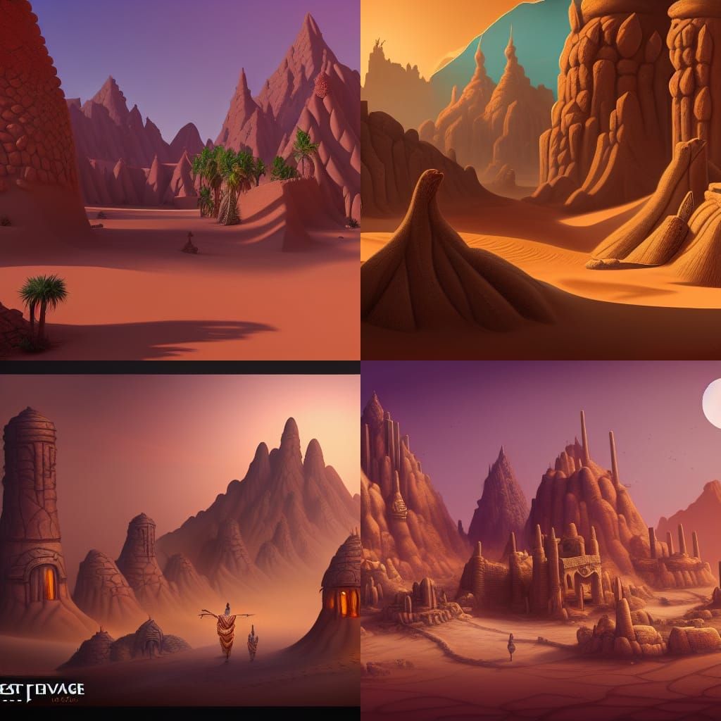 Fantastical Desert Village in Detailed Matte Painting