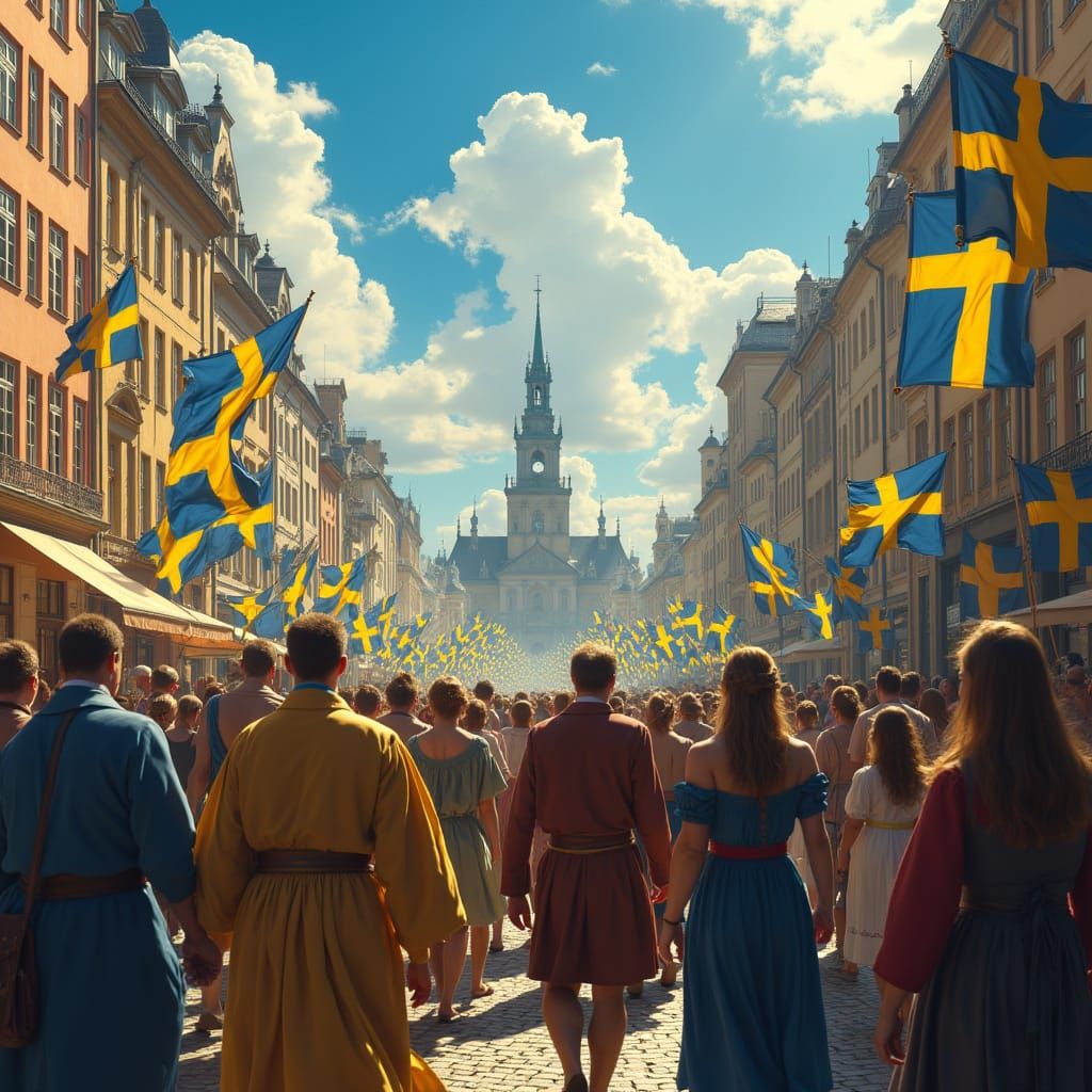 Swedish National Day Celebration in Historic City