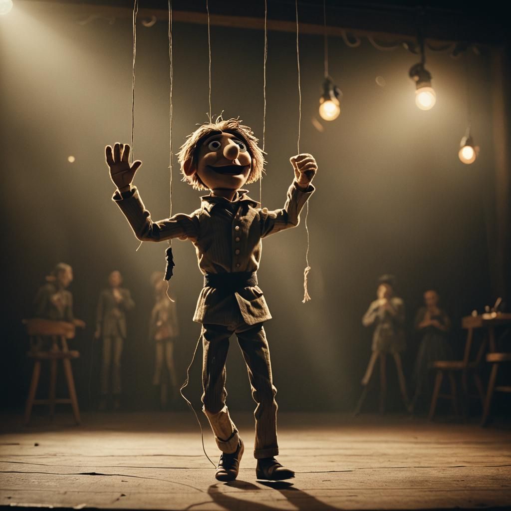 Puppet Dance on Stage with Invisible Puppeteer