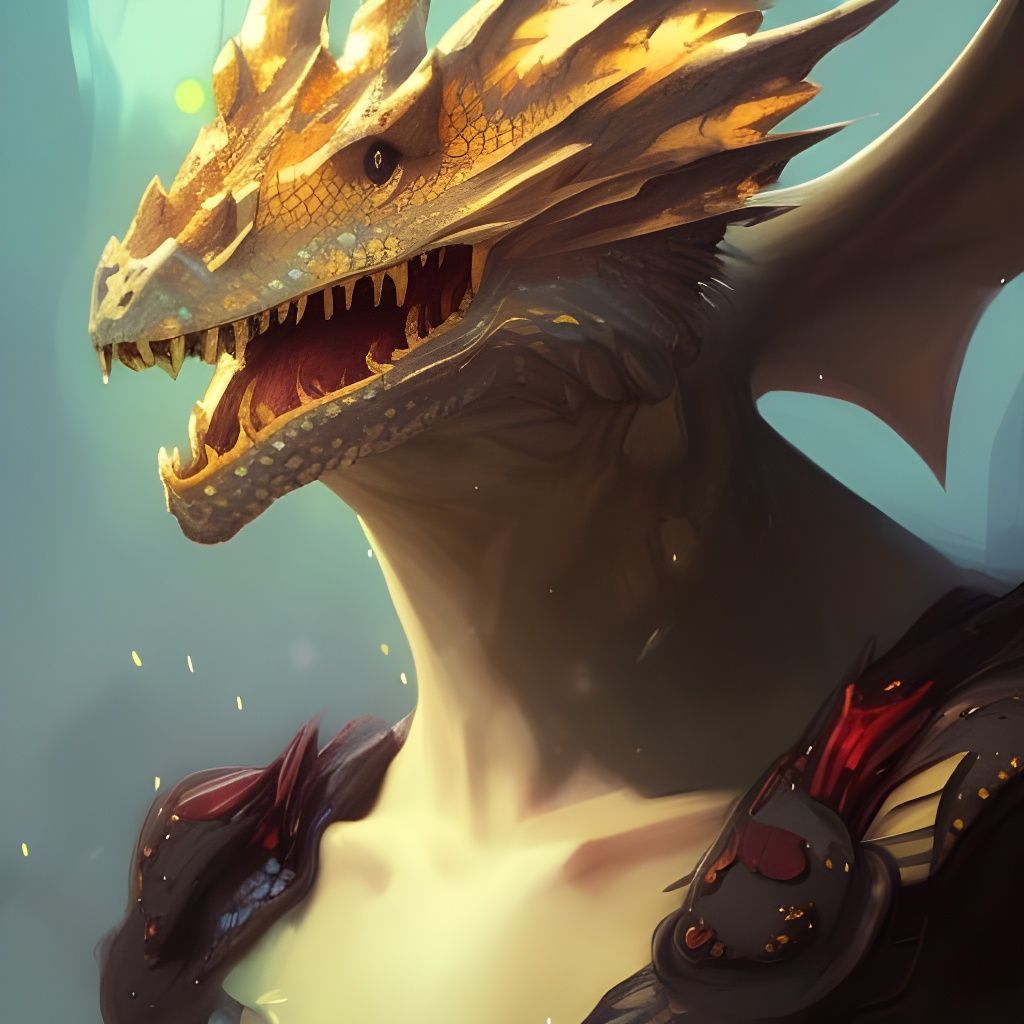 Detailed Dragon Portrait in Art Nouveau Style