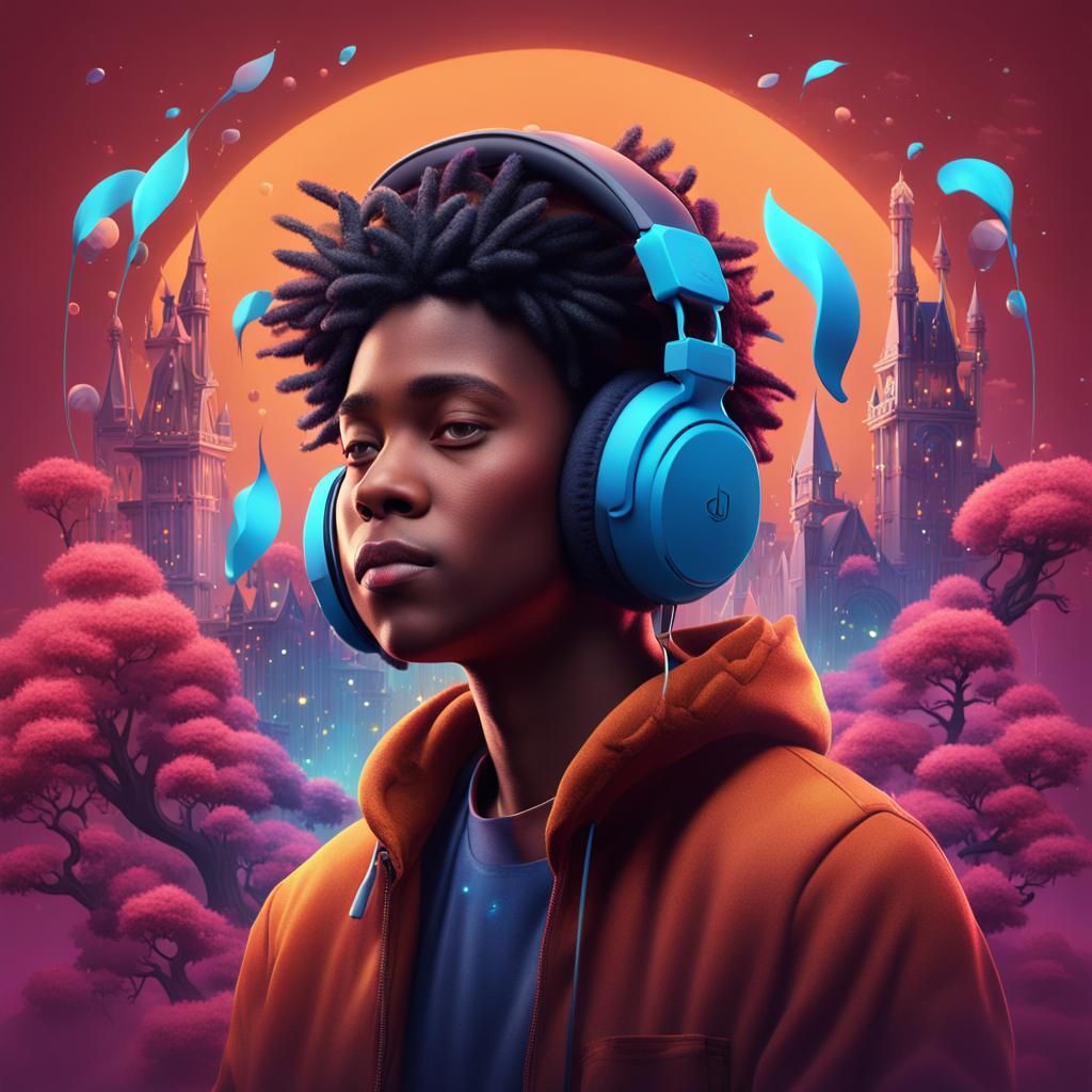 Lofi Music Listener in Detailed Fantasy Art
