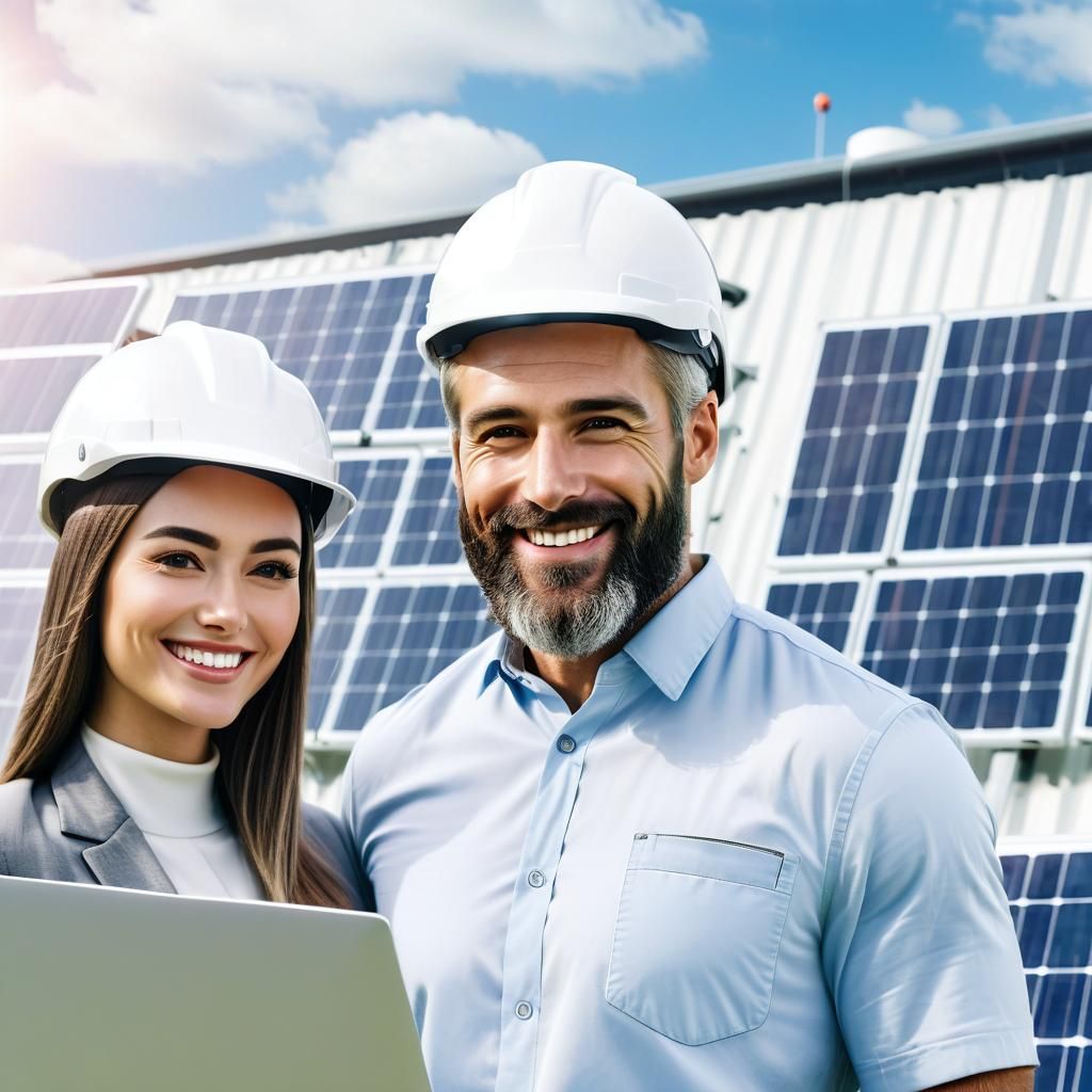 Double Exposure Portrait with Solar Panel Background