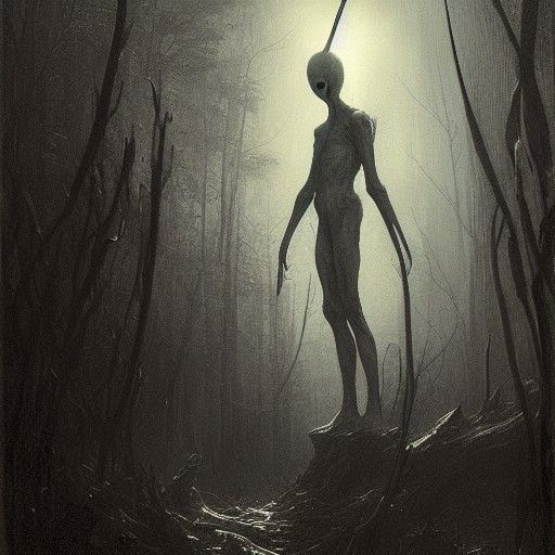 Slenderman: A Horror Illustration in Engraving Style