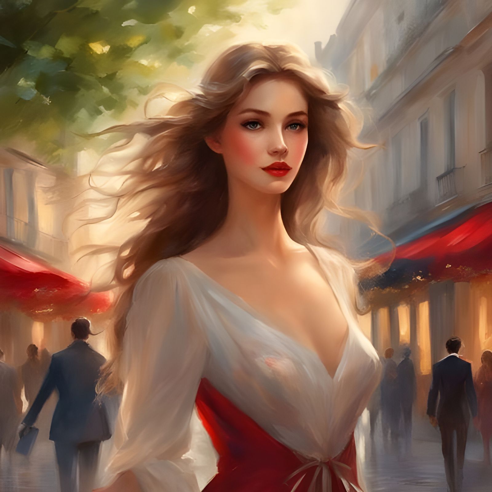 Pretty French Woman Walking in Paris