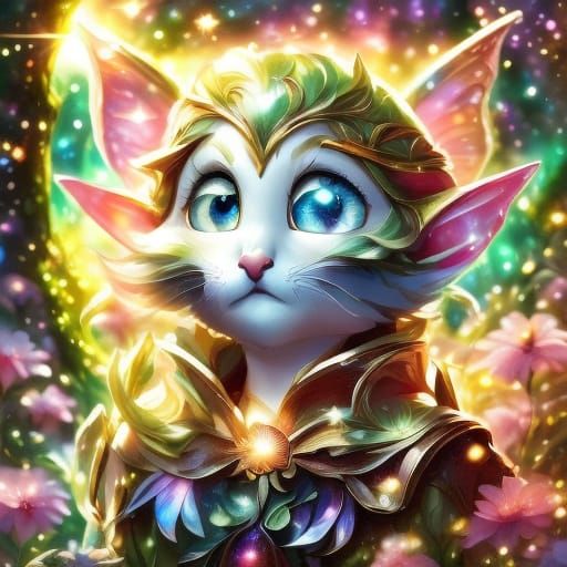 Ethereal Elf and Pet in Lush Forest