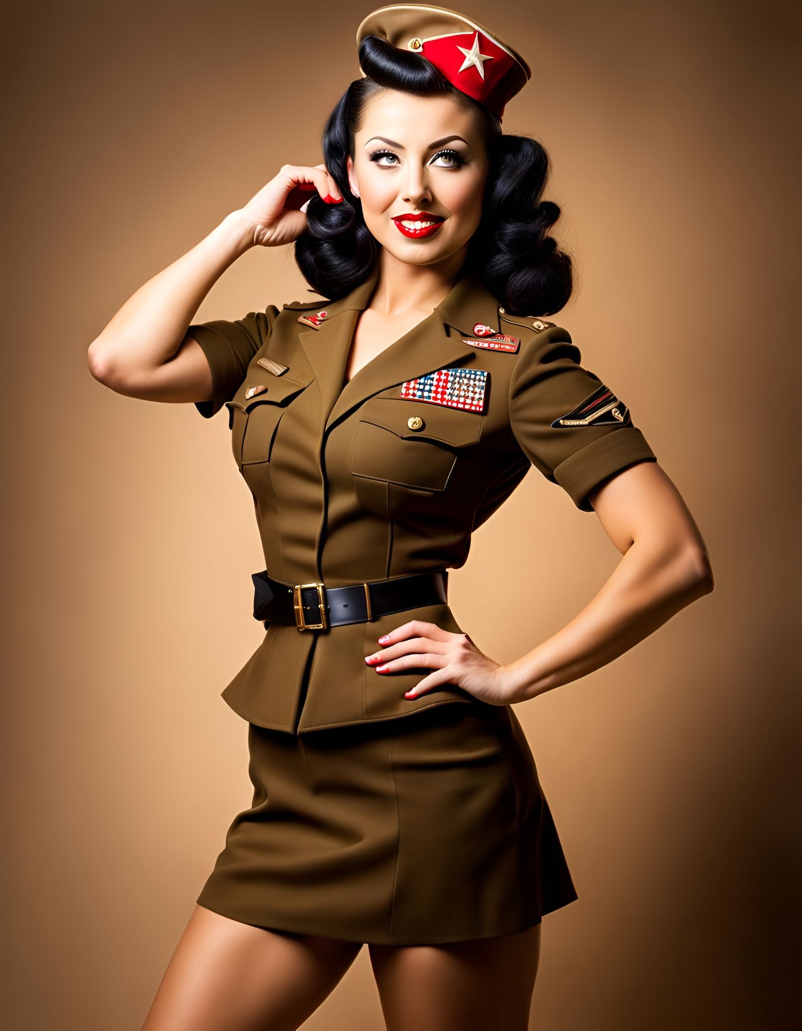 WWII Pin-Up Girl Portrait in High Resolution