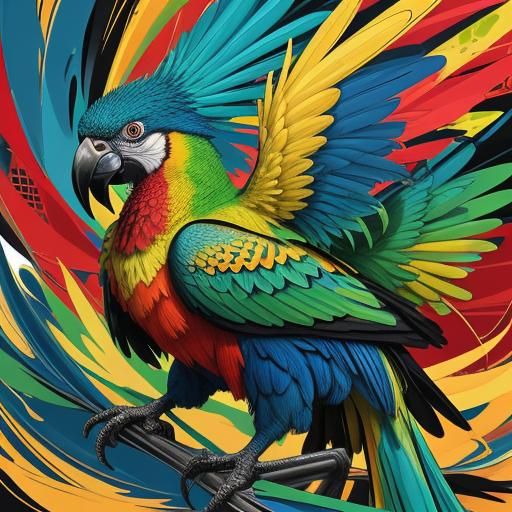 Abstract Expressionism: Kangaroo Parrot Hybrid Close-Up