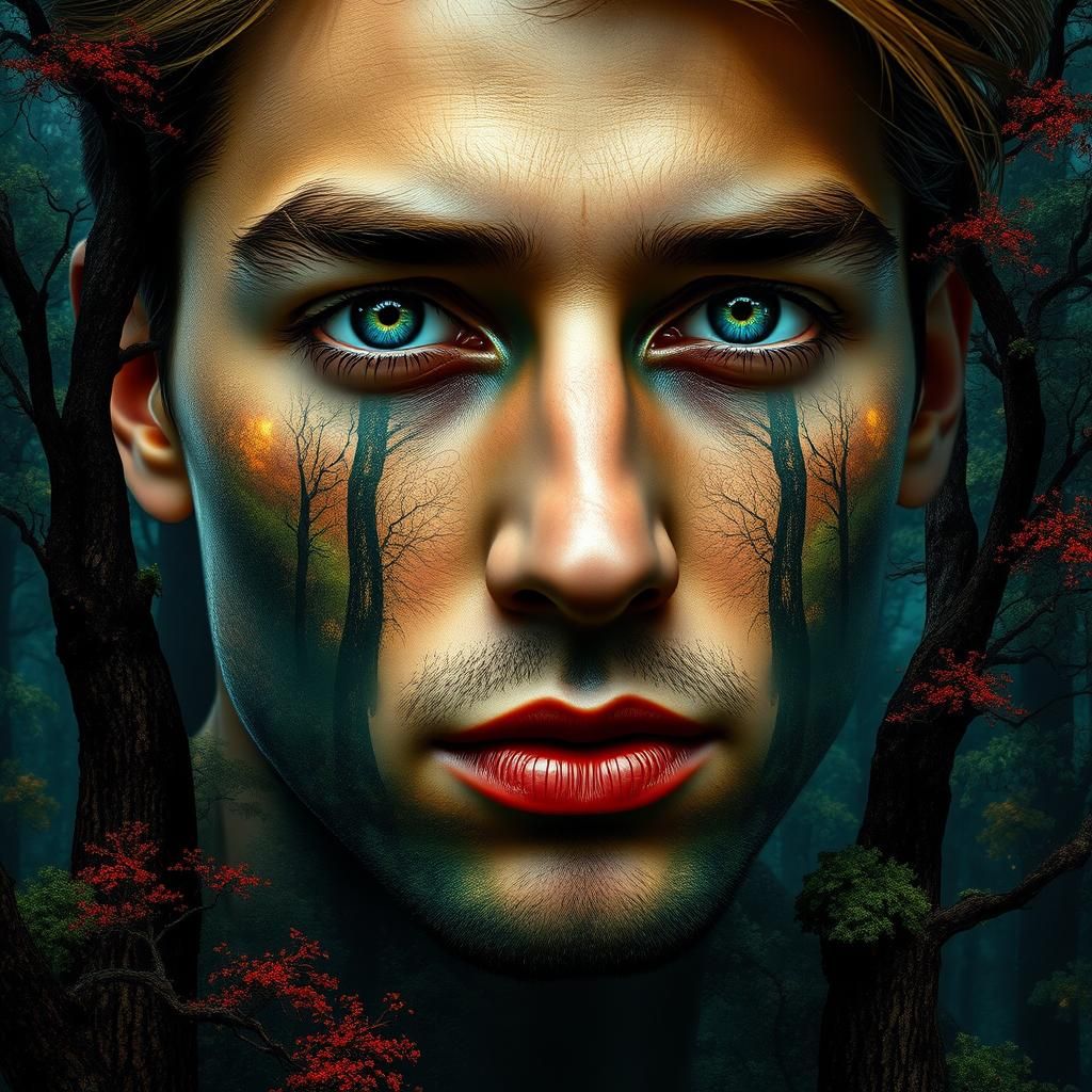 Surreal Forest Portrait in Max Ernst Style
