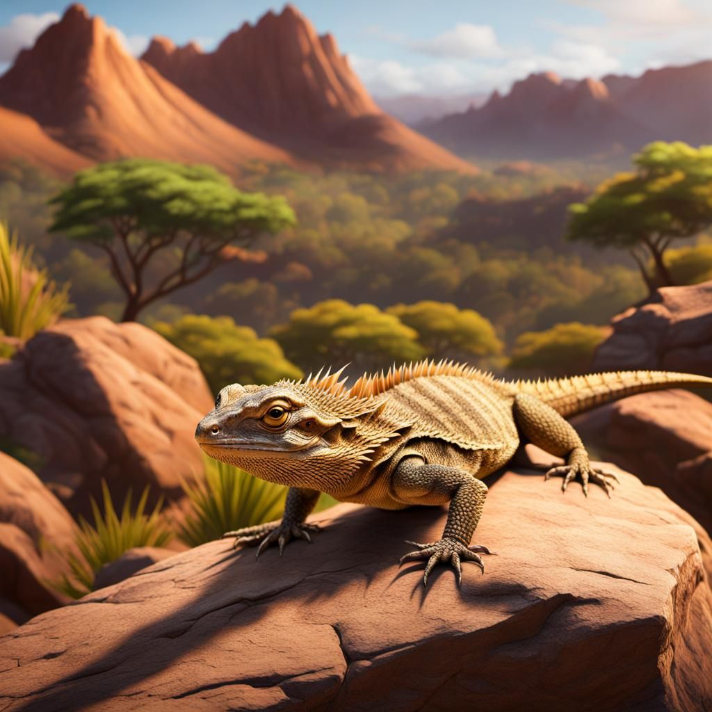 Eastern Bearded Dragon in Australian Landscape