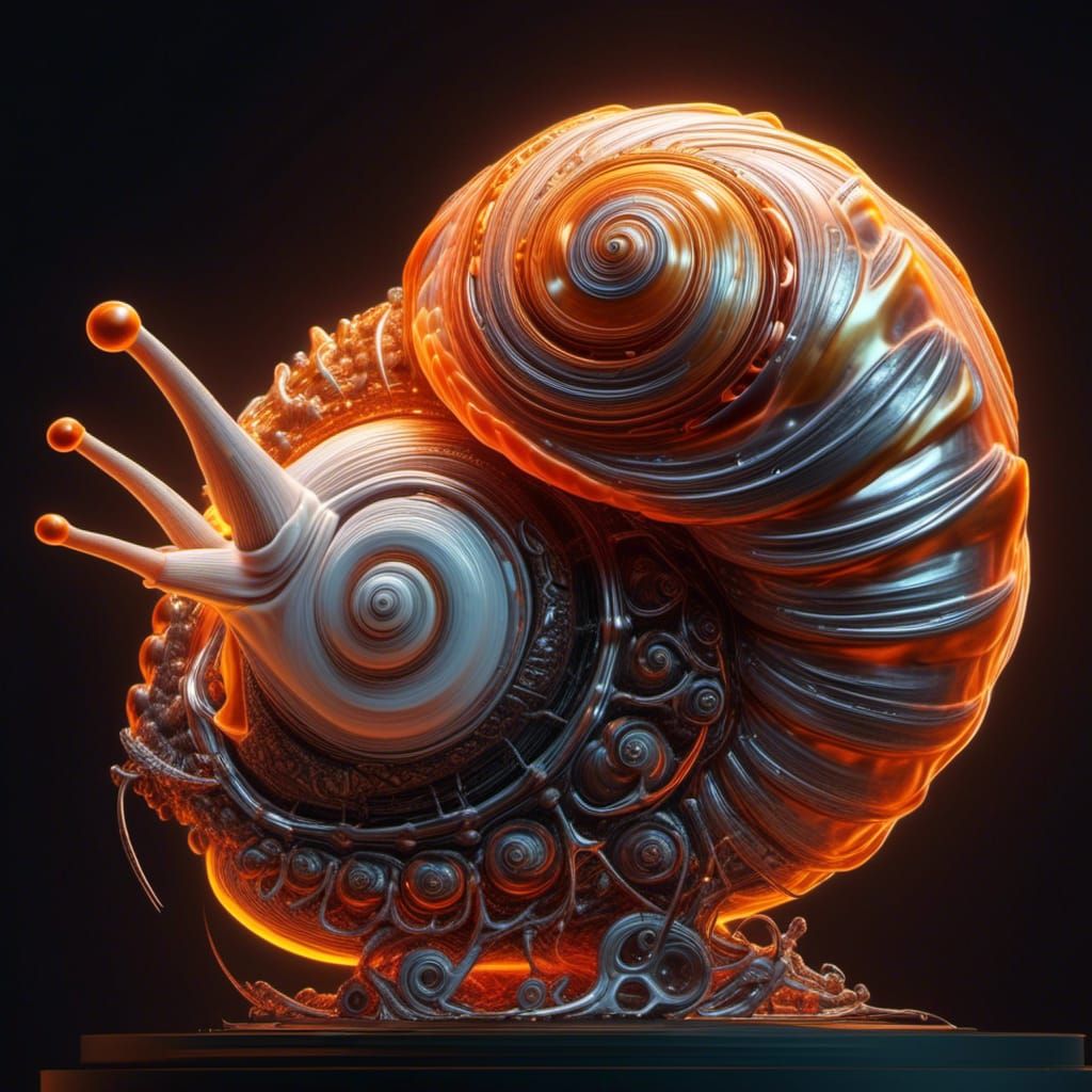 Biomechanical Snail X-Ray in Fiery Molten Metal