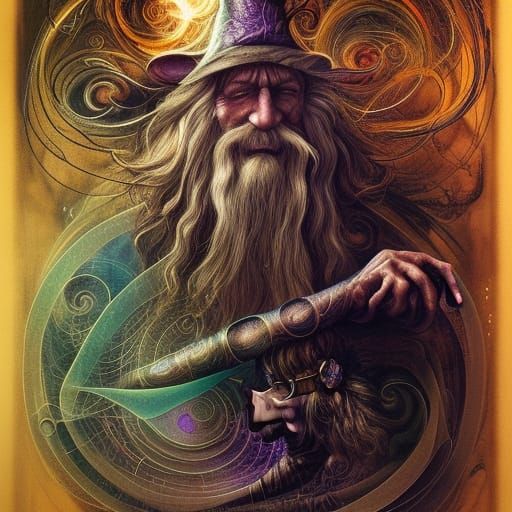 Enchanted Portal: Old Wizard in a Magic Forest
