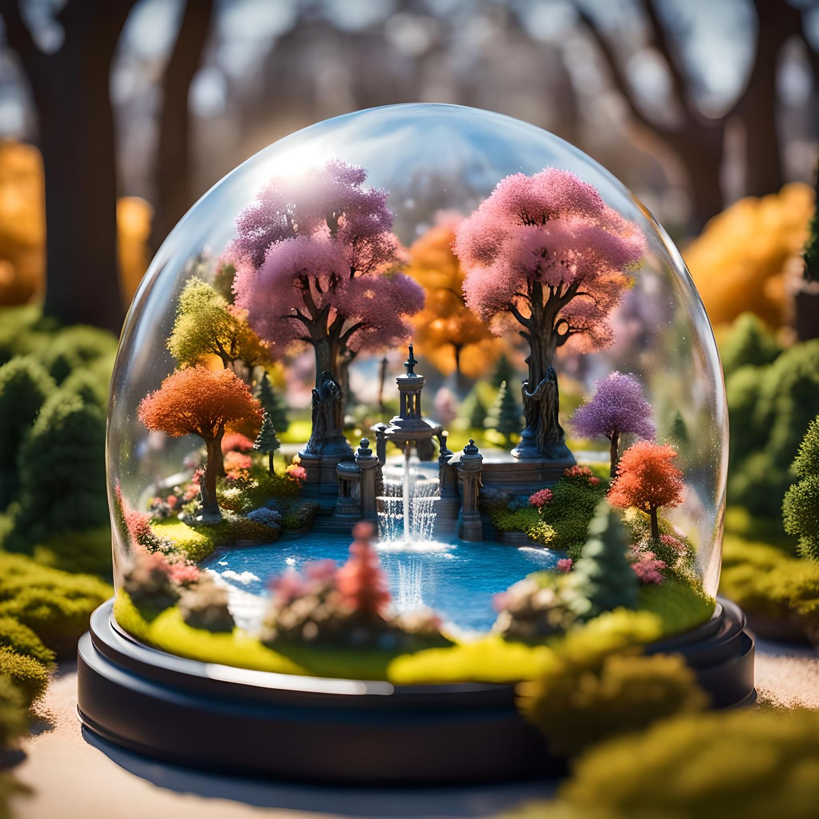 Park Inside Snow Globe: Miniature World
