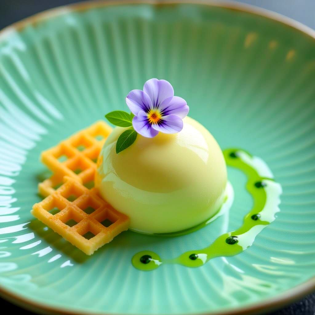 Emerald Sorbet Quenelle: Fine Dining Dessert