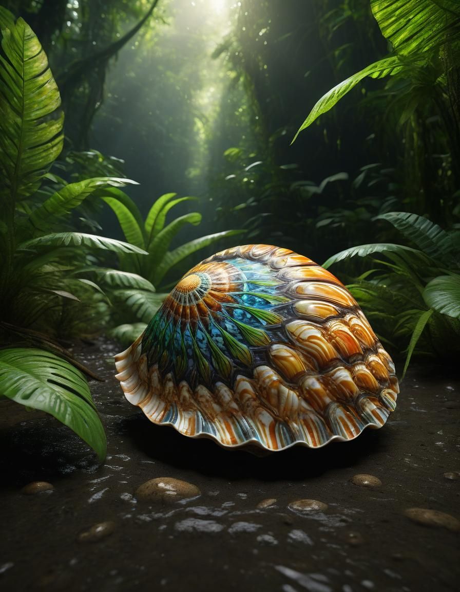 Intricate Shell on Amazon Riverbank: 3D Render