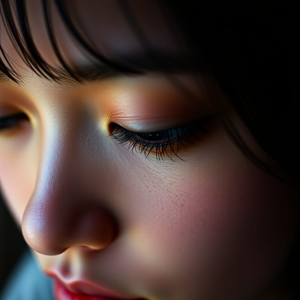 Introspective Portrait with Soft, Nuanced Reflections