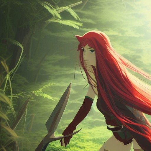 Half-Elf Hunter in Anime Key Visual Style