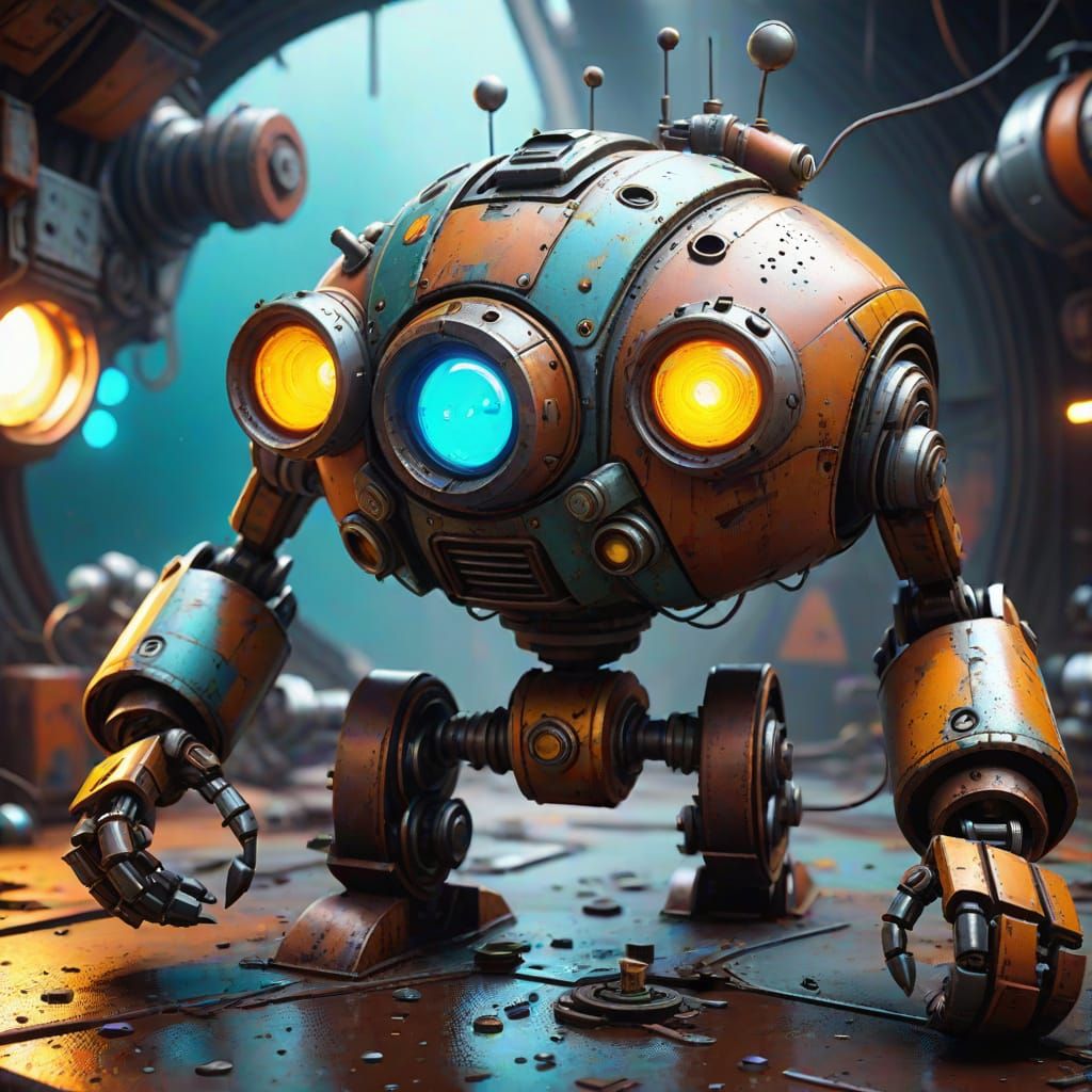 Hyperrealistic Digital Painting of Tiny Robots Repairing a S...