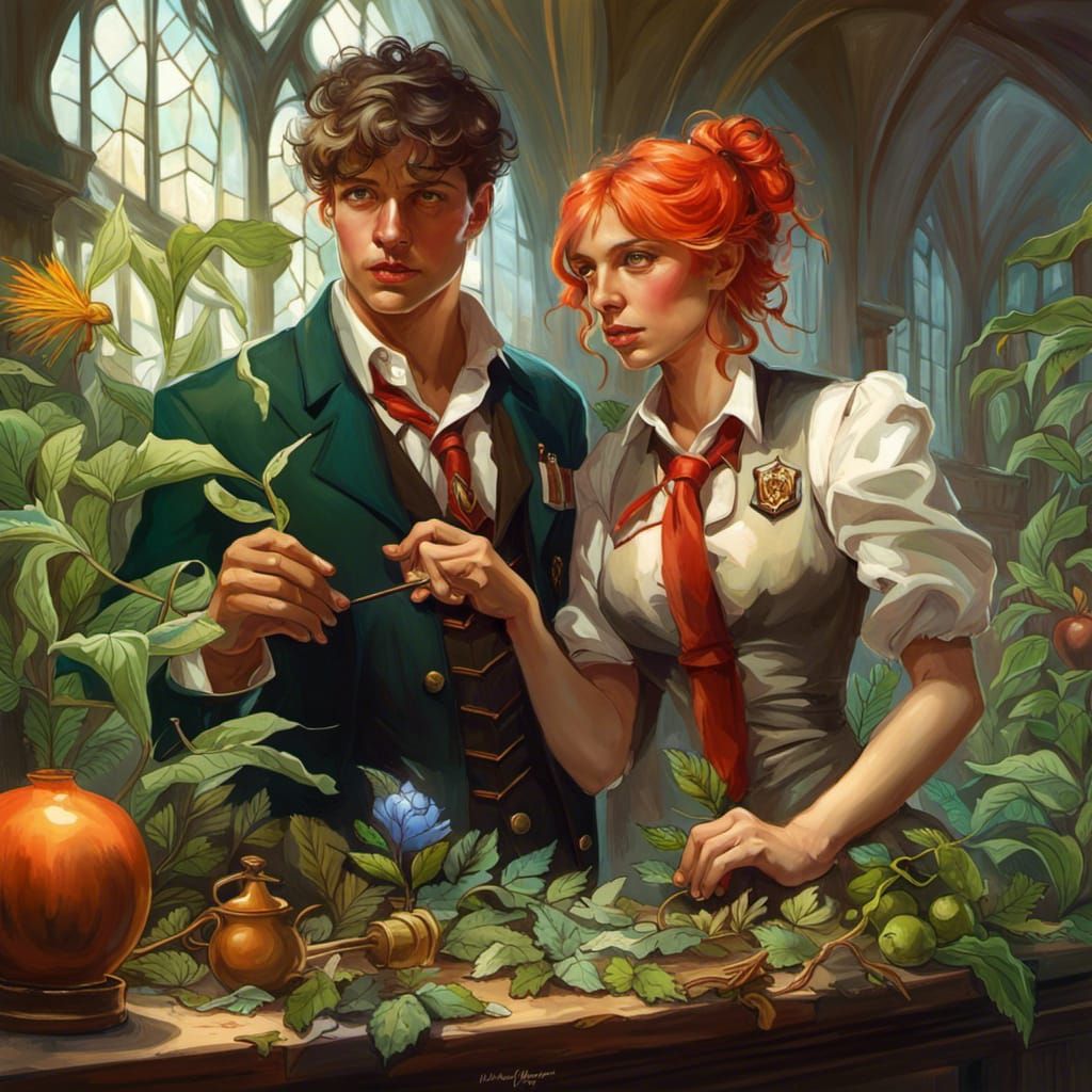Hogwarts Series: Cute Couple in Herbology