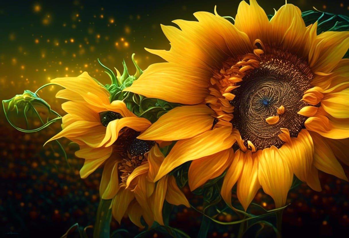 Radiant Sunflower in Digital Art Style